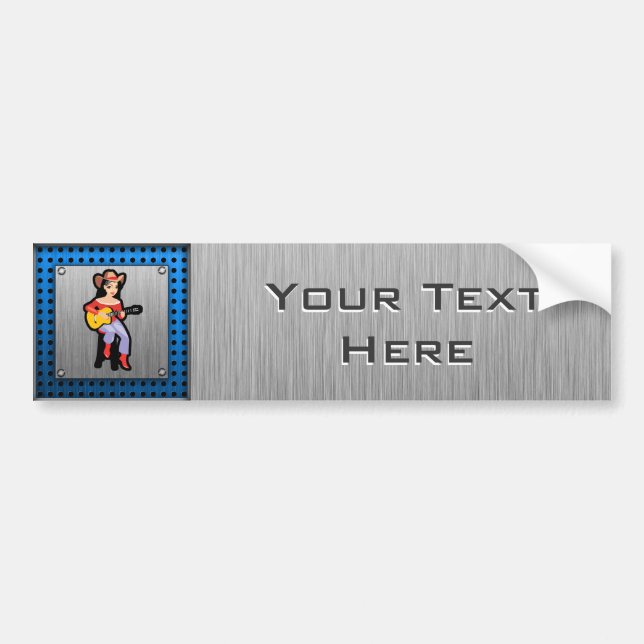 Cowgirl with Guitar Bumper Sticker (Front)