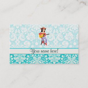 Cowgirl with Guitar; Cute Business Card