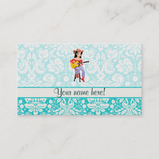 Cowgirl with Guitar; Cute Business Card