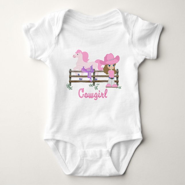 Cowgirl With Horse Baby Bodysuit (Front)