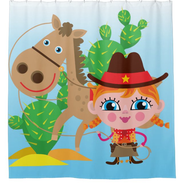 Cowgirl With Horse Shower Curtain (Front)