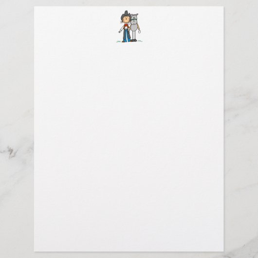 Cowgirl With Horse Stick Figure Letterhead (Front)