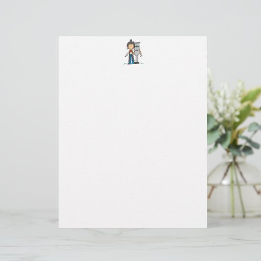 Cowgirl With Horse Stick Figure Letterhead (Standing Front)