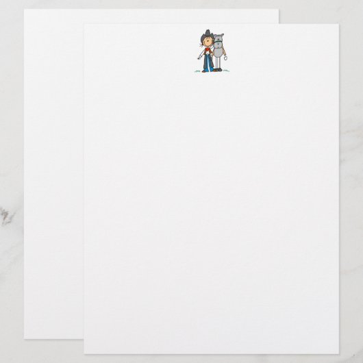 Cowgirl With Horse Stick Figure Letterhead (Front/Back)