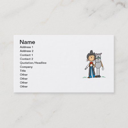 Cowgirl With Horse T-shirts And Gifts Business Card