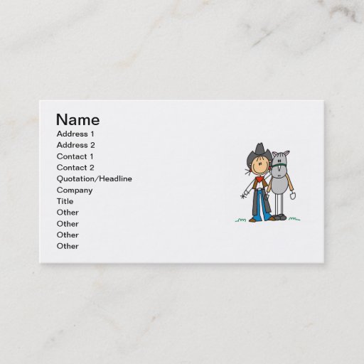 Customizable Cowgirl With Horse T-shirts and Gifts Business Card
