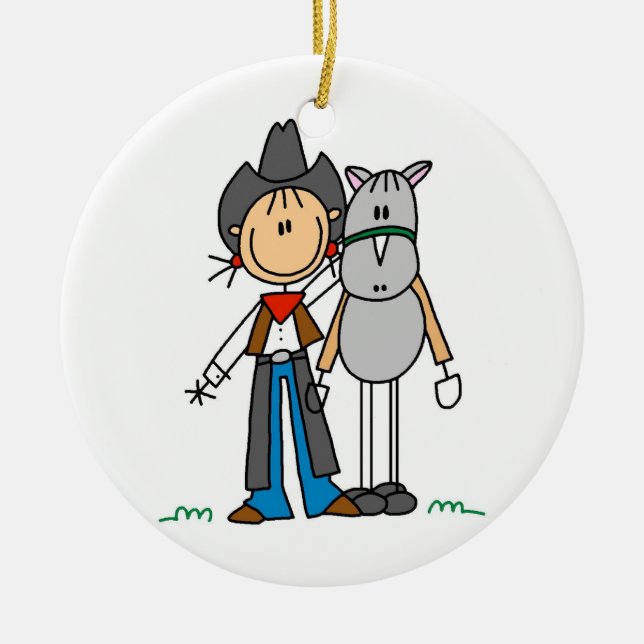 Cowgirl With Horse T-shirts and Gifts Ceramic Ornament (Front)