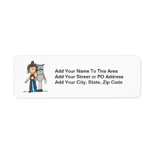 Cowgirl With Horse T-shirts and Gifts Label