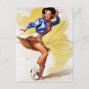 Cowgirl with Lasso Pin-Up Postcard
