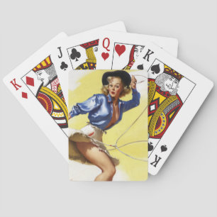 Cowgirl with Lasso Poker Cards
