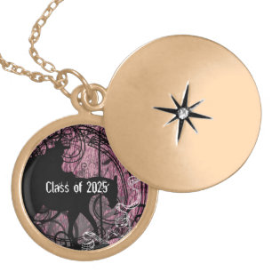 Cowgirl Wood Grain Graduation Class of change year Locket Necklace