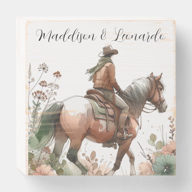Cowgirl  wooden box sign (Front Horizontal)