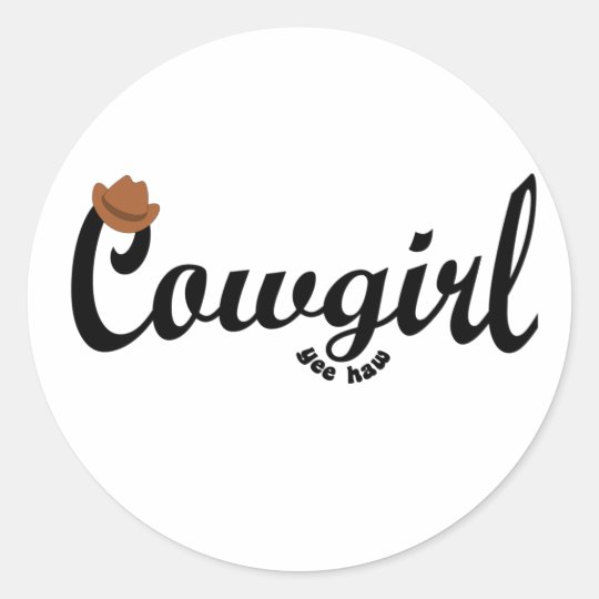 cowgirl yeehaw classic round sticker