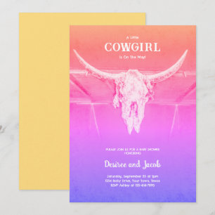 Cowgirl Yellow Pink Purple Western Baby Shower Invitation