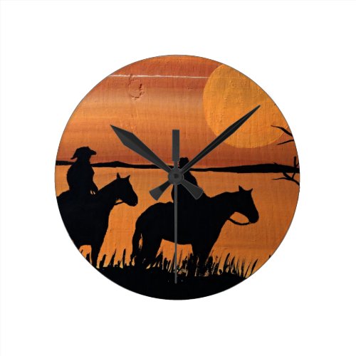 Cowgirls and horses round clock