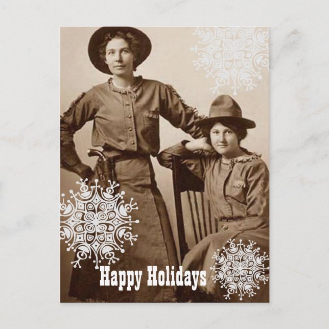 Cowgirls and Snowflakes Holiday Wishes Postcard (Front)
