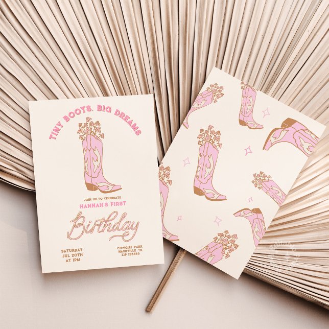 Cowgirls Birthday Invitation Tiny Boots Big Dreams (Cowgirs Birthday Invitation Tiny Boots Big Dreams)