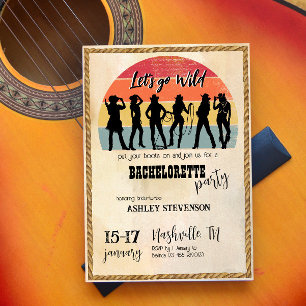 Cowgirls lets go girls vintage rustic weekend away invitation