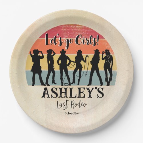 Cowgirls lets go girls vintage rustic weekend away paper plates