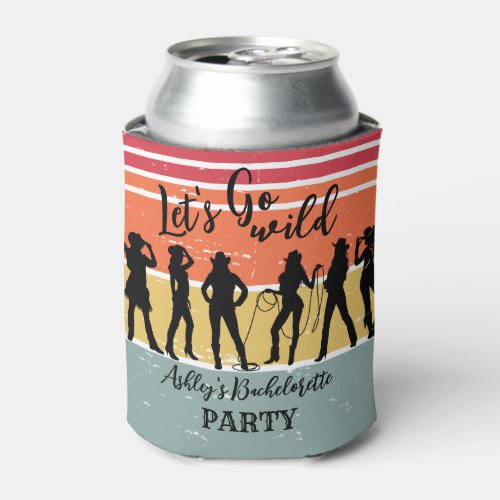 Cowgirls lets go wild vintage bachelorette party can cooler