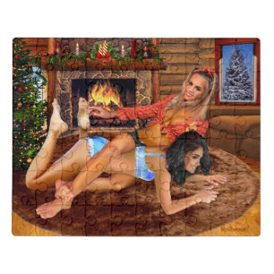COWGIRLS LOG CABIN PLAY WRESTLING JIGSAW PUZZLE