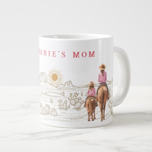 CowGirls Mom and daughter Gift 20oz Giant Coffee Mug (Front Right)