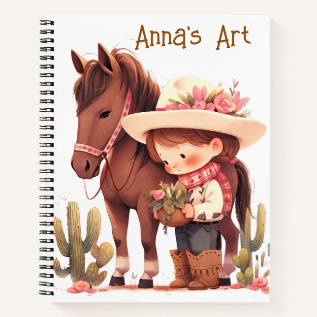 Cowgirl's Personalize Sketch  Notebook (Front)