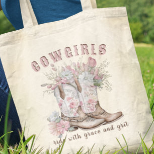 Cowgirls Ride With Grace And Grit Tote Bag