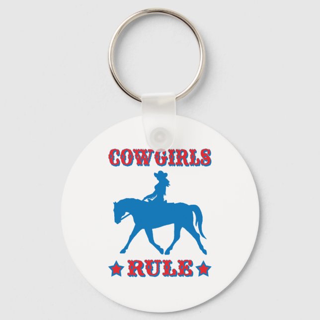 Cowgirls Rule (red/blue) Keychain (Front)