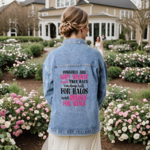 Cowgirls Typography Pink Denim Jacket