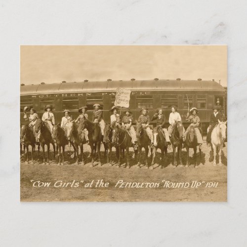 Cowgirls Vintage Photo 1911 Roundup Postcard