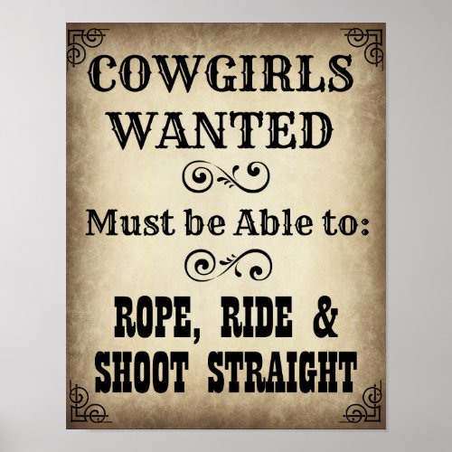 Cowgirls Wanted Poster