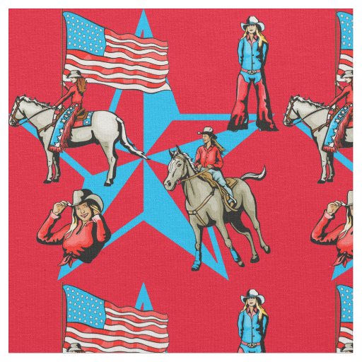 Cowgirls With Flag And Star Fabric