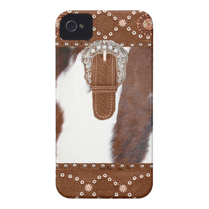 Cowhide and Leather Western IPhone 4 Case