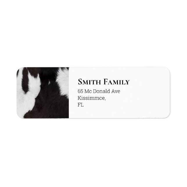 Cowhide Black and White Label (Front)