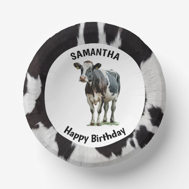 Cowhide Black and White Paper Bowls (Front)