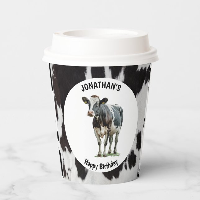 Cowhide Black and White Paper Cups (Back)