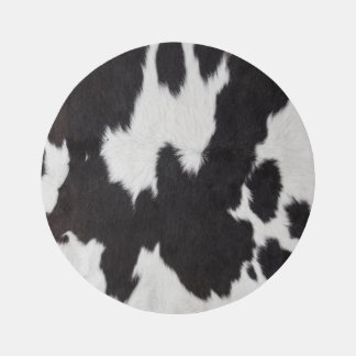 Cowhide Black and White round Outdoor Rug