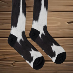 Cowhide Black White  Socks