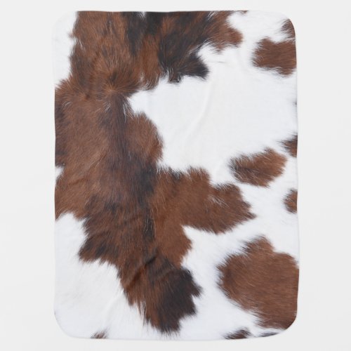 Cowhide Brown White   Baby Blanket