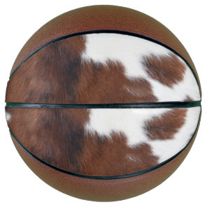 Cowhide Brown White Basketball
