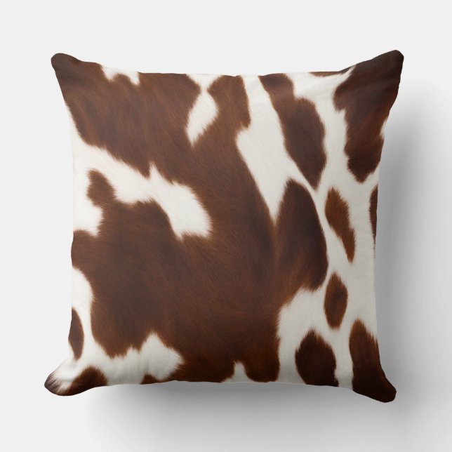 Cowhide Farmhouse Decor Throw Pillow (Front)