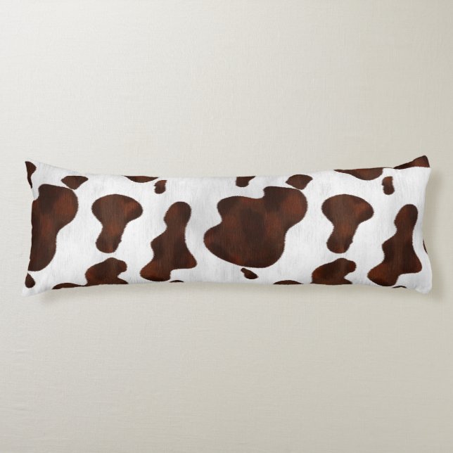 Cowhide Faux Hair Western Leather Spotted Pattern Body Pillow (Front)