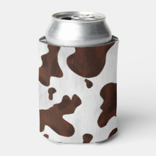 Cowhide Faux Hair Western Leather Spotted Pattern Can Cooler
