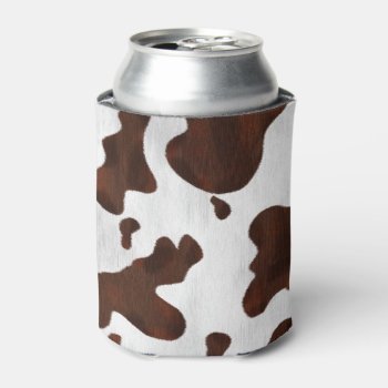 Cowhide Faux Hair Western Leather Spotted Pattern Can Cooler by FancyCelebration at Zazzle