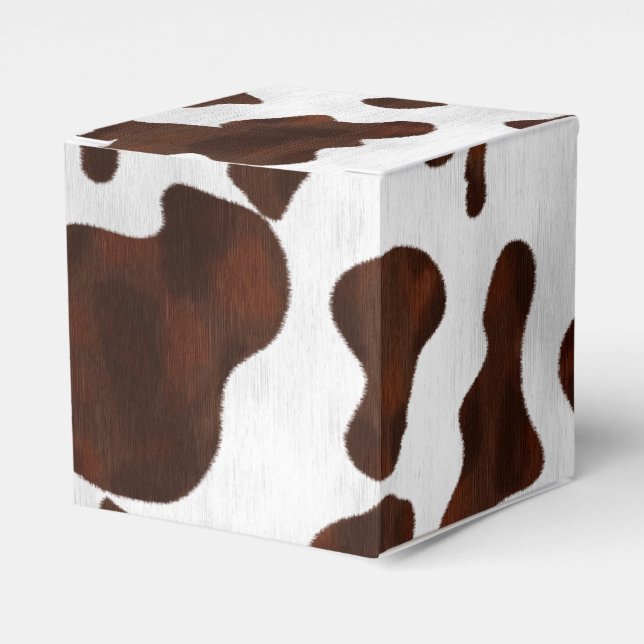 Cowhide Faux Hair Western Leather Spotted Pattern Favor Boxes (Front Side)