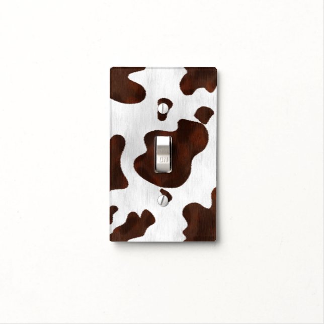 Cowhide Faux Hair Western Leather Spotted Pattern Light Switch Cover (In Situ)