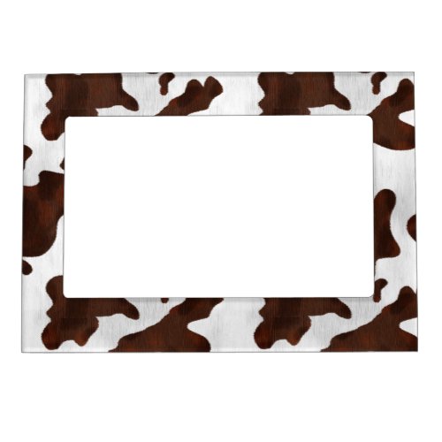Cowhide Faux Hair Western Leather Spotted Pattern Magnetic Picture Frame