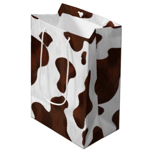 Cowhide Faux Hair Western Leather Spotted Pattern Medium Gift Bag