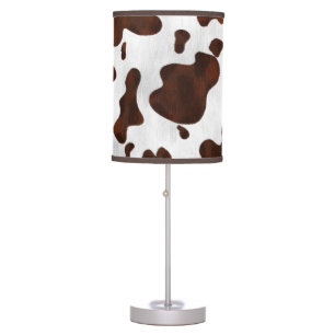 Cowhide Faux Hair Western Leather Spotted Pattern Table Lamp